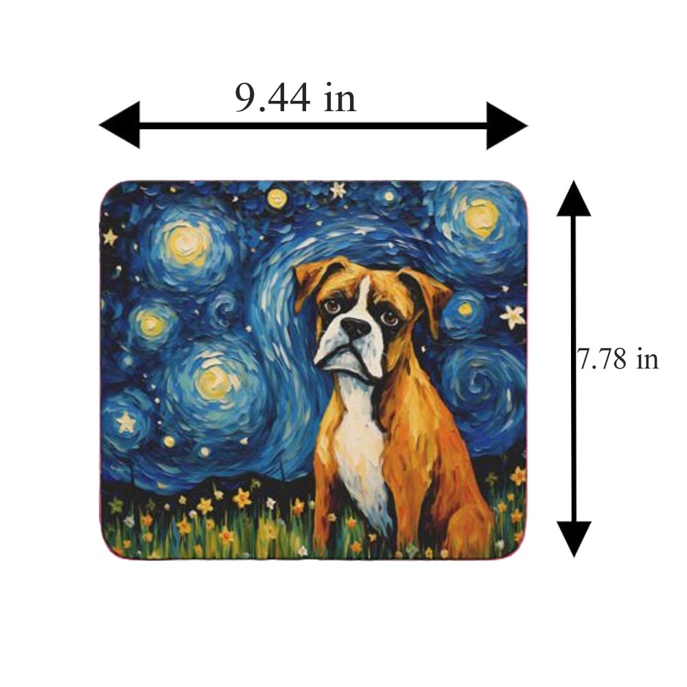 Starry Night Dog Boxer Non-Slip Computer Mousepad